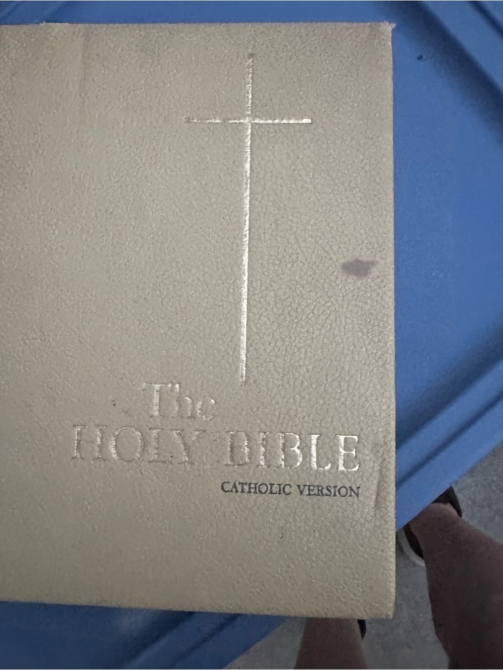 The Holy Bible Catholic Version — Cream Faux Leather Cover